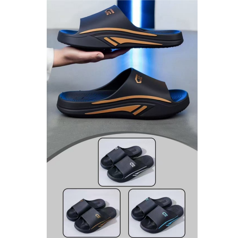 黑色画边男拖鞋